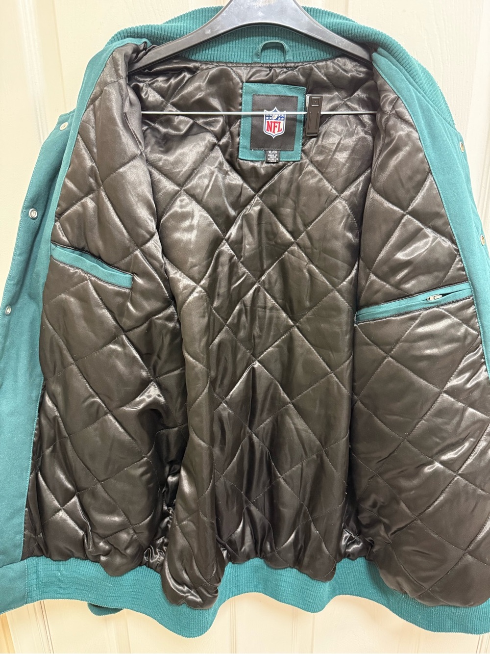 Philadelphia Eagles Super Bowl Full-Snap Midnight Green Varsity Jacket, Size XL - Picture 6 of 9